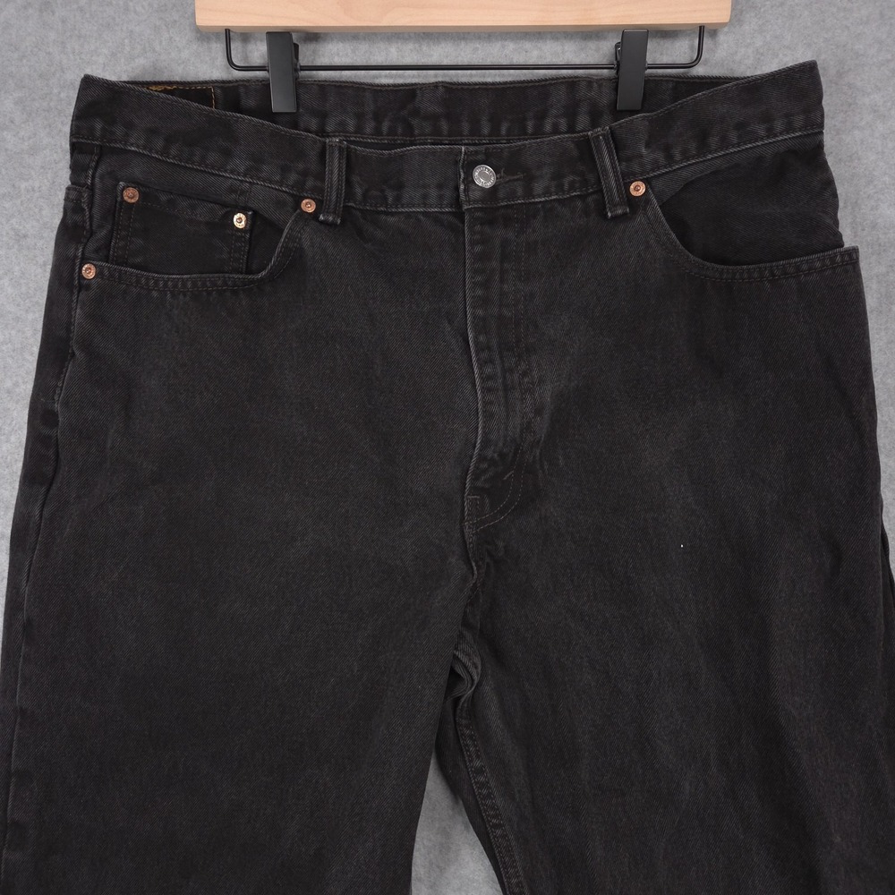 Levis 550 Mens Size 40x30 Black Denim Relaxed Fit Tapered Leg Jeans - Picture 4 of 16